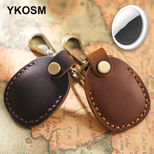 Airtag Case Retro Genuine Leather Airtags Protective Cover Anti-lost Airtag Keychain For Apple Airtag Tracker Device Accessories